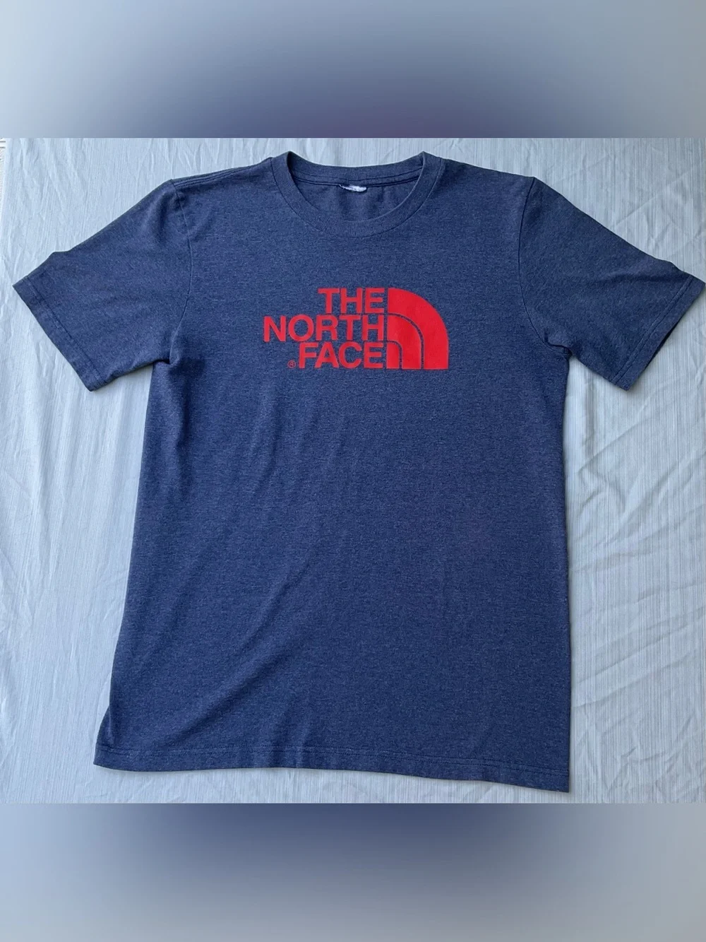The North Face Men's Heather Navy Tee with Red Logo